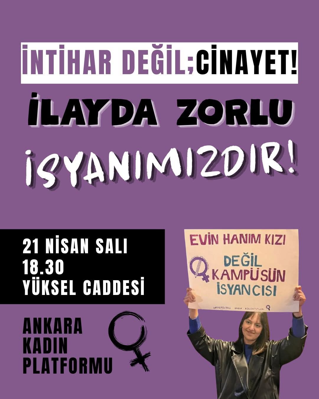 Ankara’da Çağrı: “İlayda Zorlu İsyanımızdır”