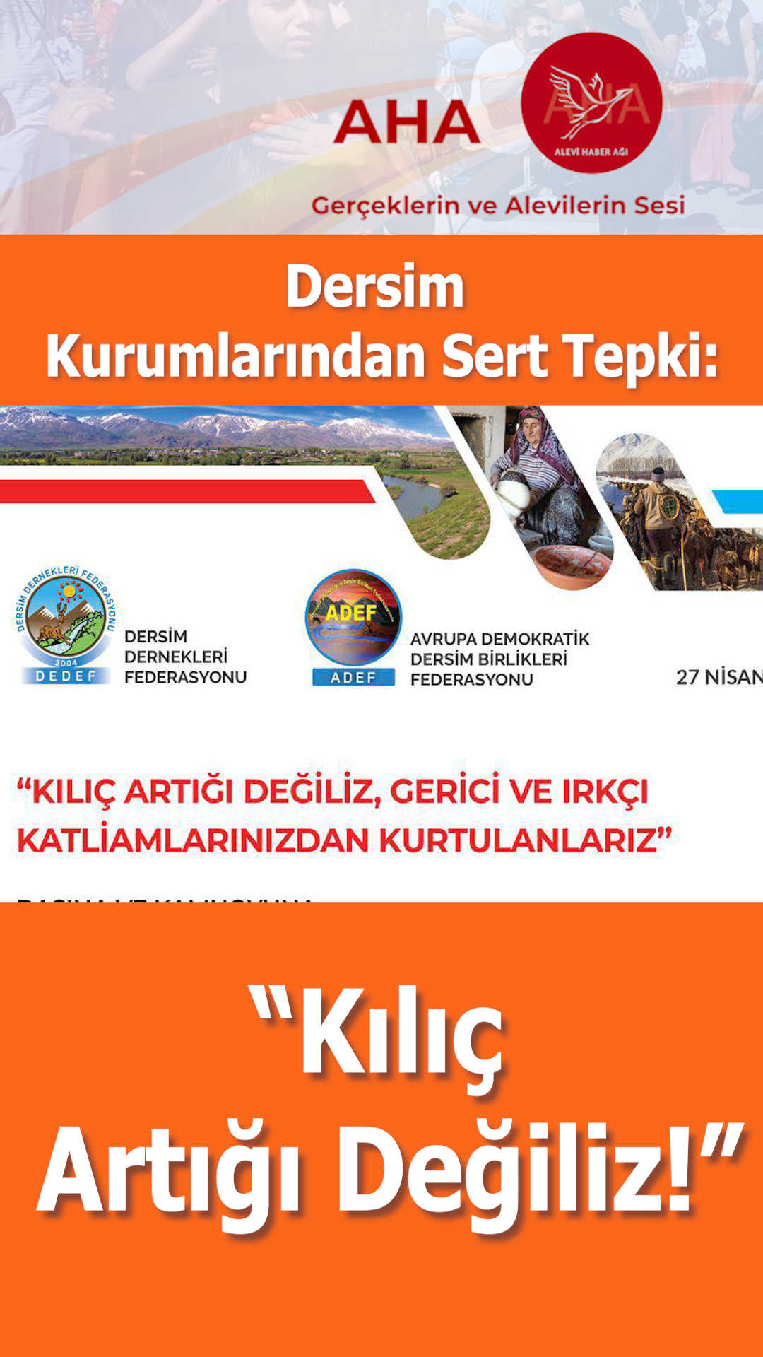 Dersim Kurumlarından Sert Tepki: “Kılıç Artığı Değiliz”