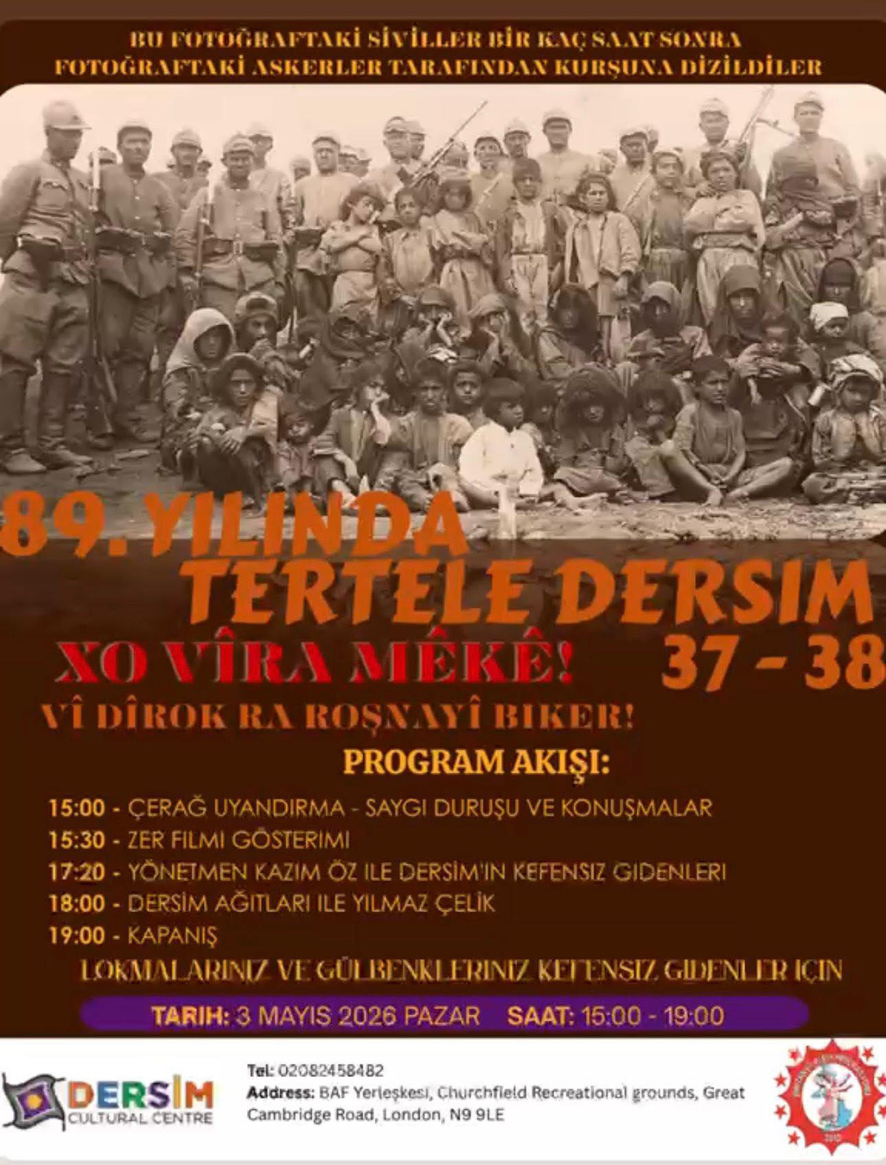 Dersim Tertelesi’nin 89. Yılında Anma Çağrısı