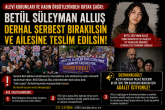 Alevi Kurumları ve Kadın Örgütlerinden Ortak Çağrı: “Betül Süleyman Alluş Derhal Serbest Bırakılsın”
