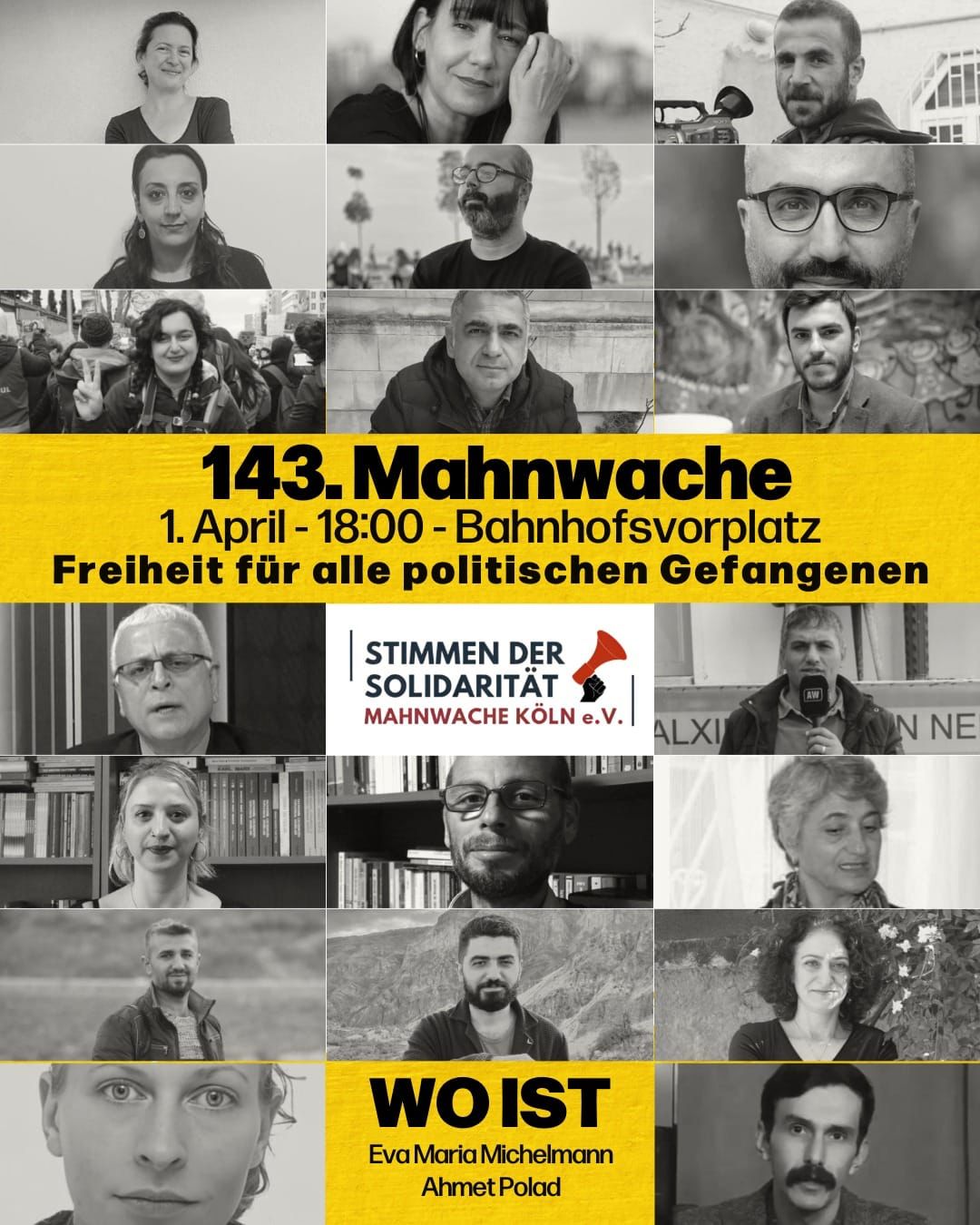 Köln’de 143. Mahnwache: “Tüm Siyasi Tutsaklara Özgürlük” Çağrısı